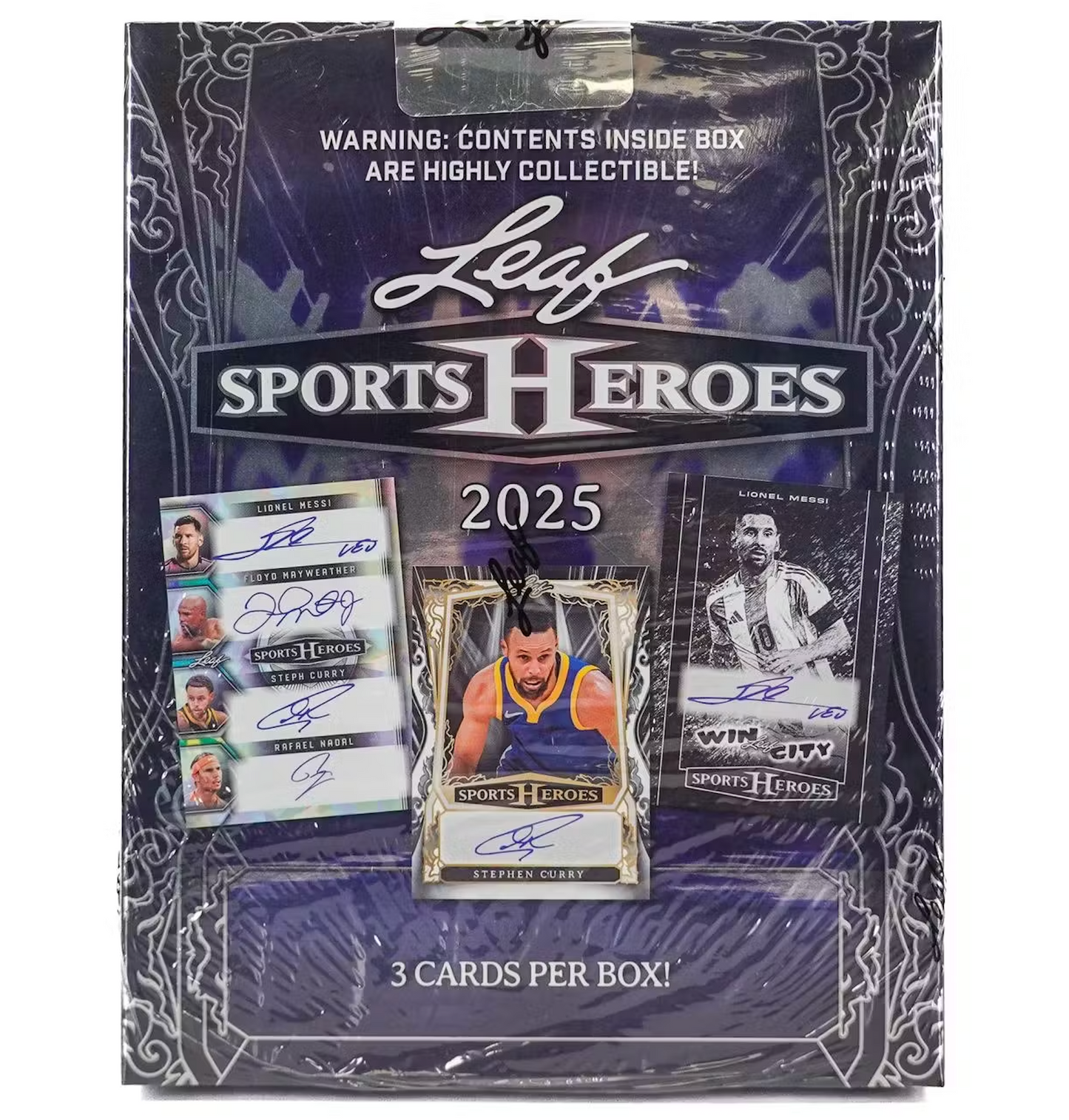 Sports Heroes 2025 Trading Cards Hobby Box, 3 Cards Per Box