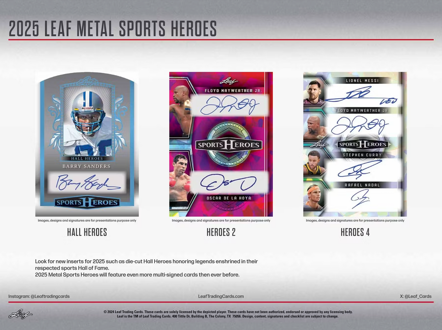 Sports Heroes 2025 Trading Cards Hobby Box, 3 Cards Per Box